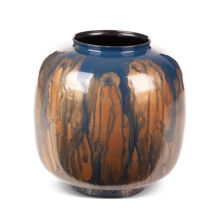 Vaza decorativa Kaja, 23x26cm, albastra, metalica