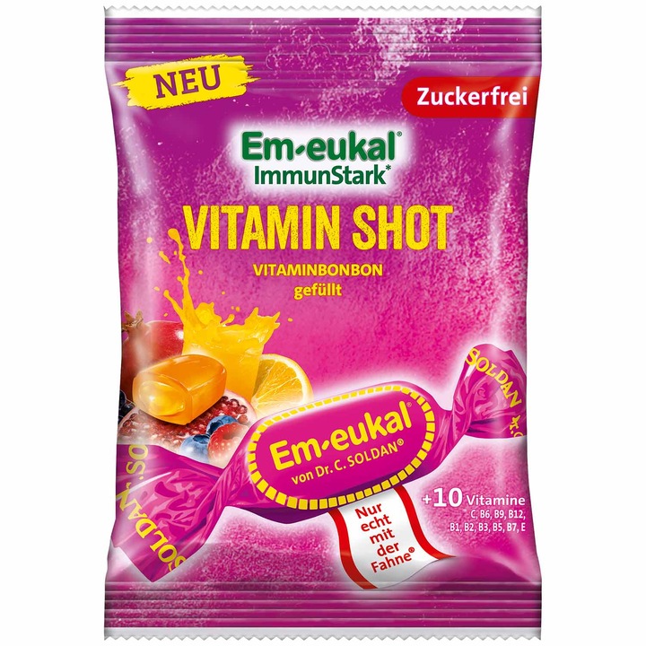 Bomboane fara zahar shot de vitamine, 75gr