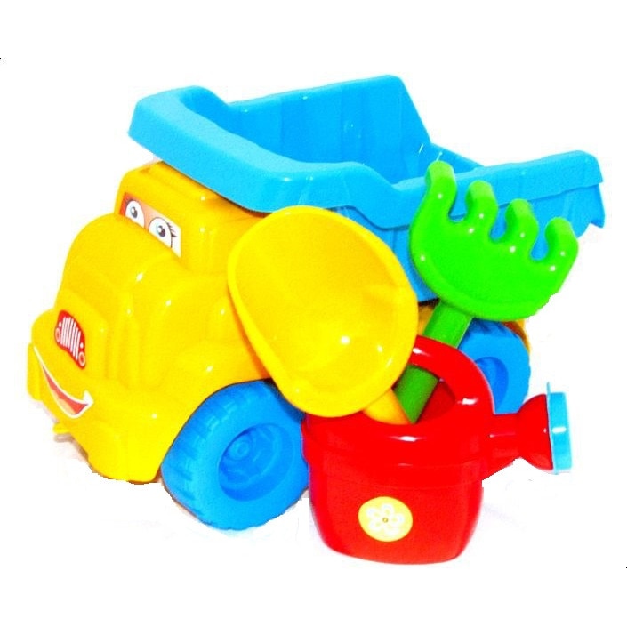 Set de nisip Doloni cu basculanta, galben cu albastru