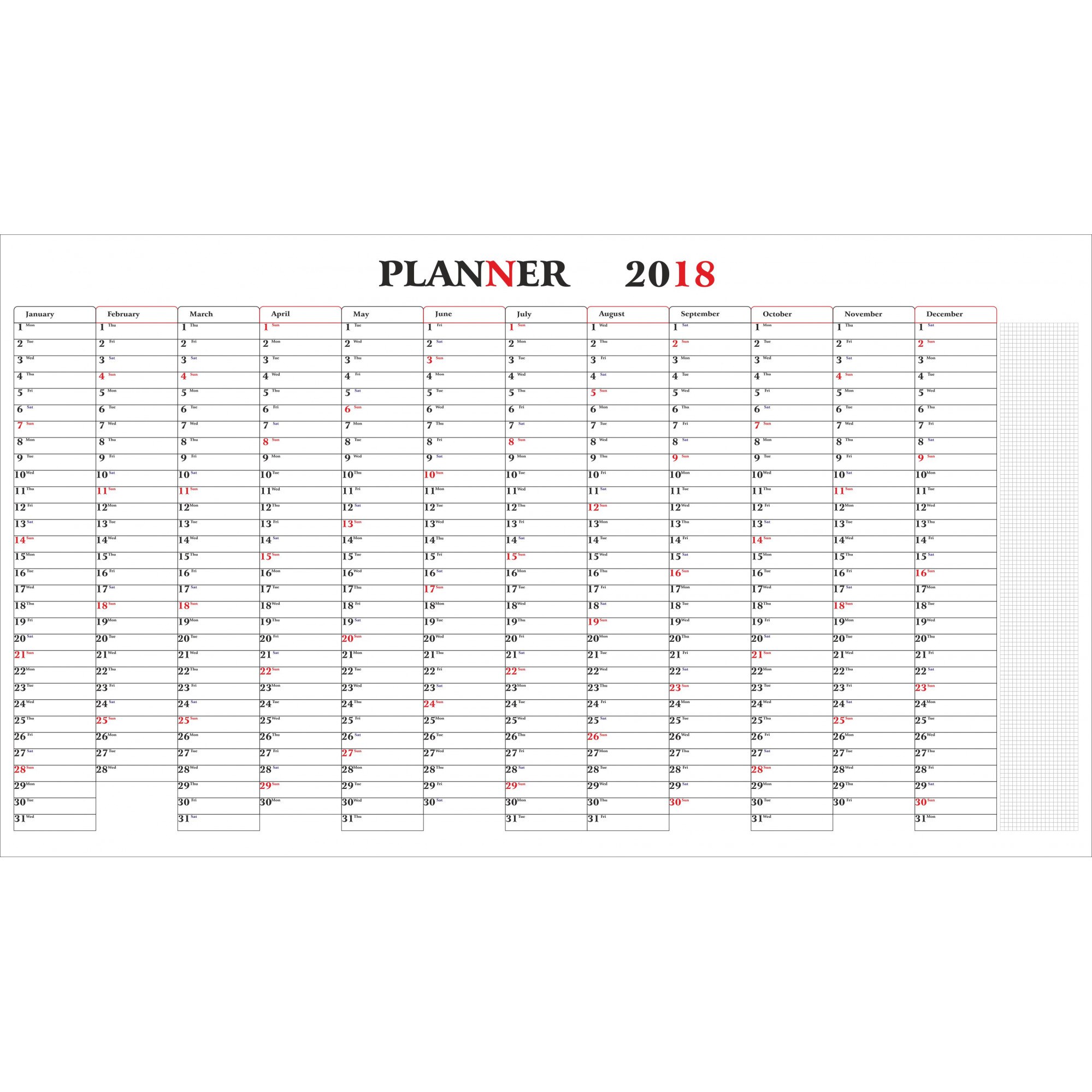 Planner anual 2019 din hartie tip Polipropilena model Corporate Red Wall dimensiune 1520 mm x 2666 mm