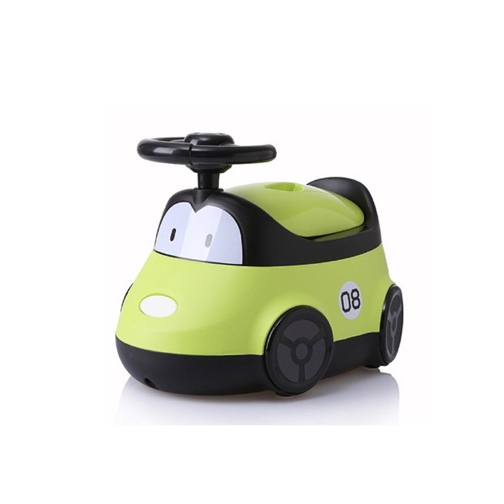 Гърне за деца, Comando Kids, тип кола, с капак, НЕтоксично, подвижни отделения, преносимо, лесно за почистване, зелено