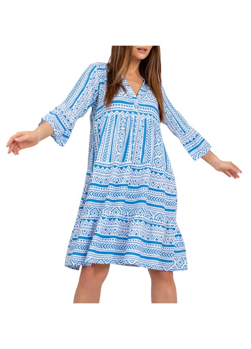 Дълга рокля, V-образно деколте, синя, за ежедневно парти, S INTL