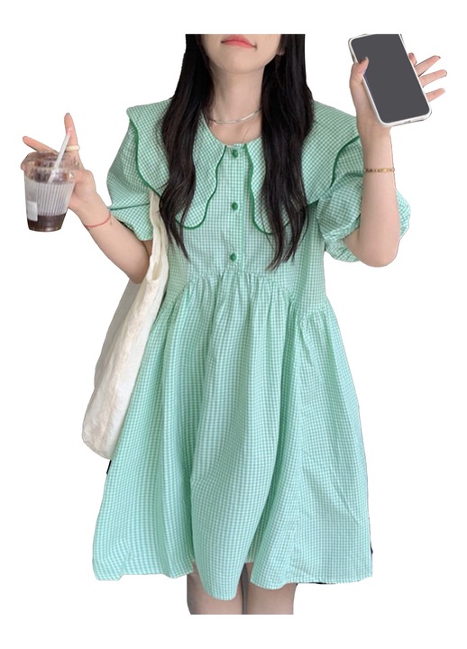 Рокля за кукли, с яка, с ръкави, многоцветна, от текстил, M INTL