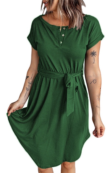 Дамска зелена дишаща ежедневна къса рокля XL INTL