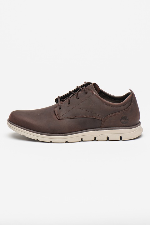 Timberland, Pantofi sport de piele cu logo, Maro inchis, 44