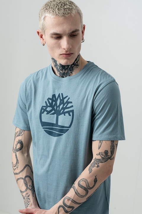 Timberland, Тениска Kennebec River Tree от памук с лого, Прашно синьо