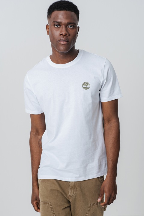 Timberland, Tricou regular fit cu imprimeu logo pe spate, Alb