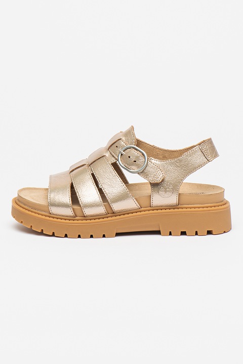 Timberland, Sandale din piele cu catarama Clairmont, Auriu