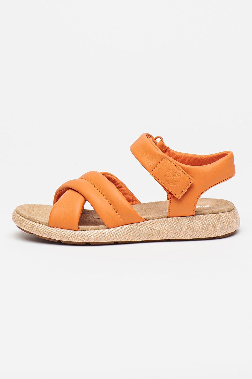 Timberland, Sandale de piele cu velcro, Portocaliu, 6