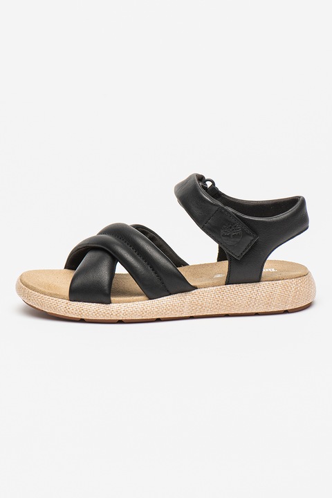 Timberland, Sandale de piele cu velcro, Negru