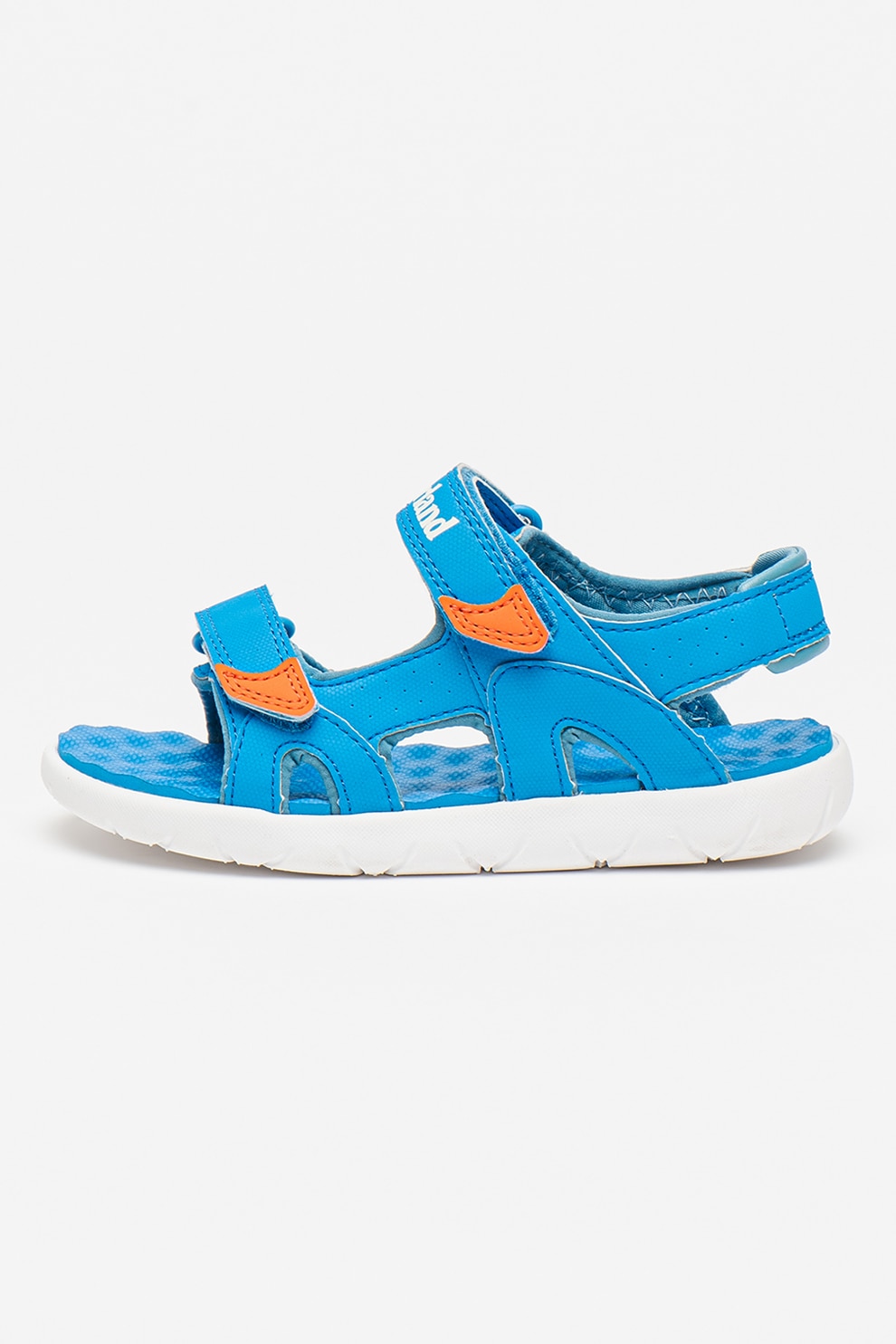 Timberland, Sandale de piele ecologica cu velcro Perkins Row, Alb, Albastru, 34 EU