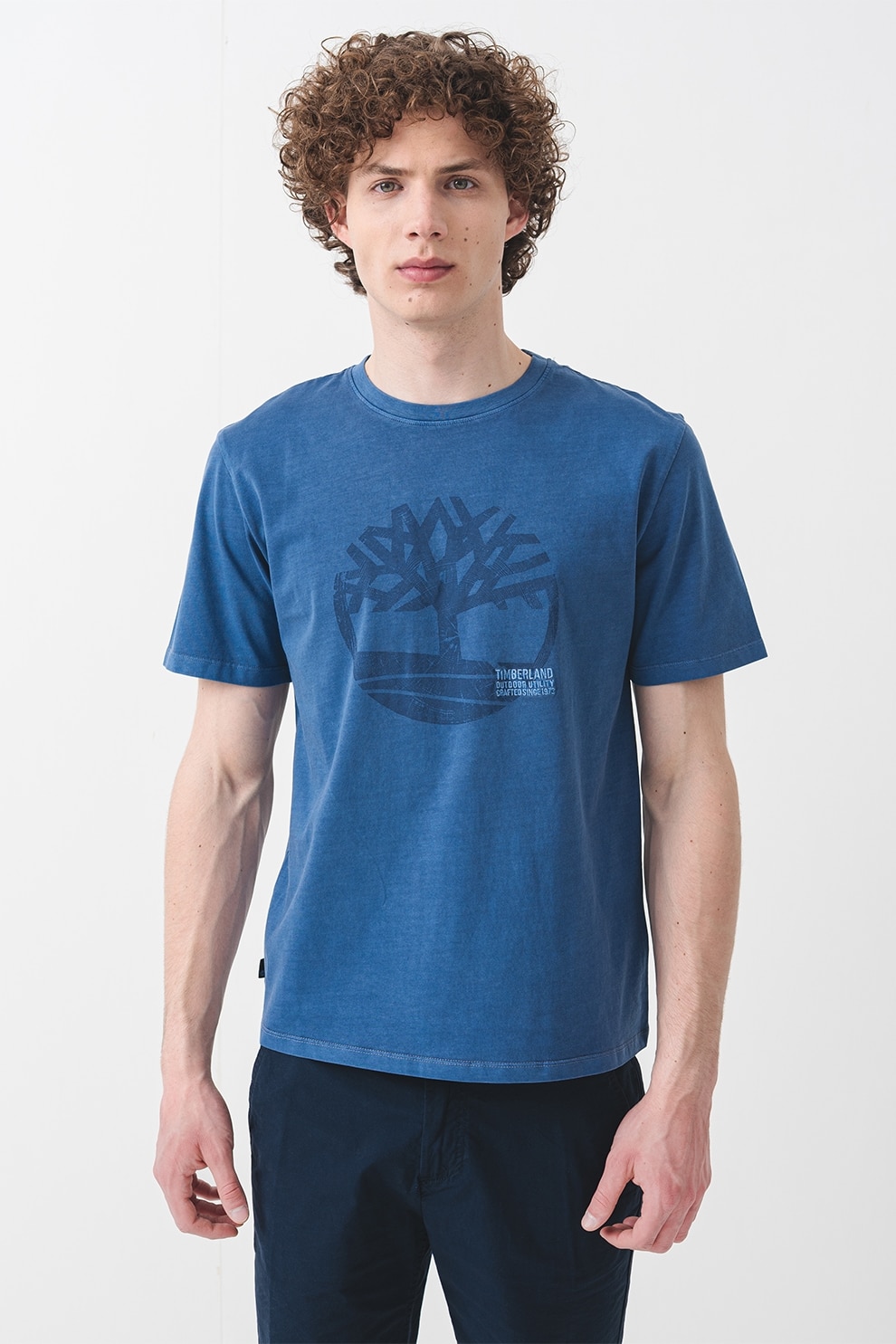 Timberland, Tricou cu imprimeu logo Merrymack, Albastru inchis, M