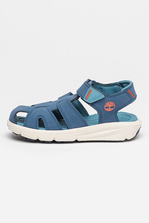 Timberland, Sandale de piele intoarsa ecologica cu velcro Motion Dune, Albastru inchis