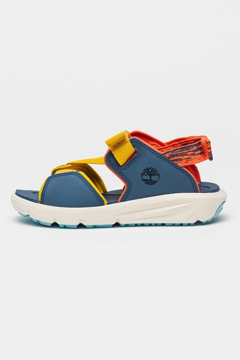 Timberland, Motion Dune tépőzáras műbőr szandál, Sötétkék/Mustársárga