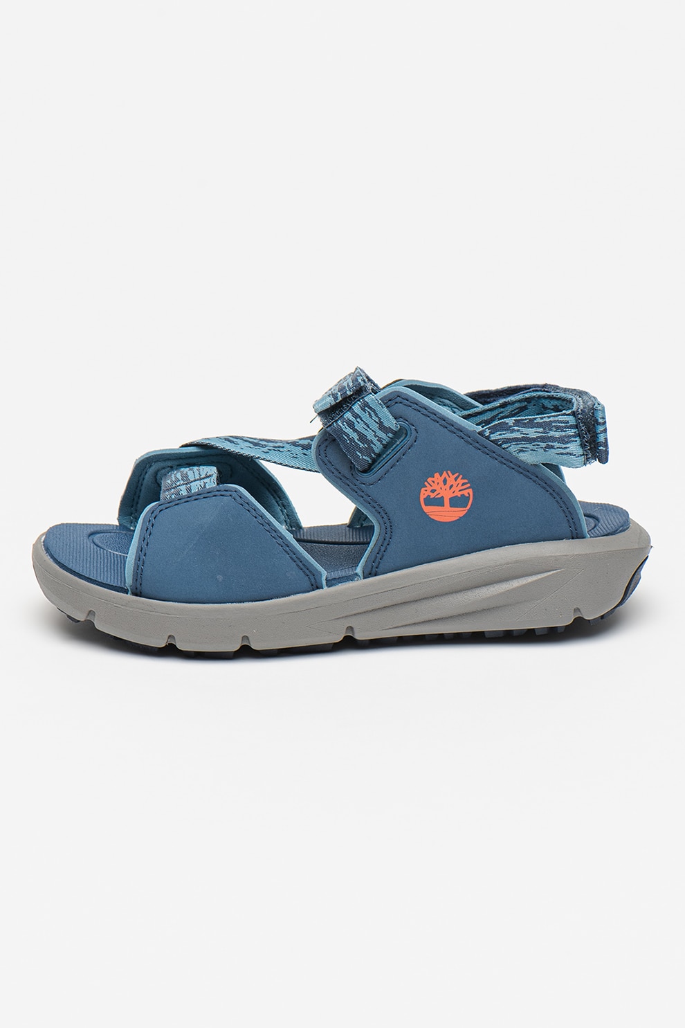 Timberland, Sandale de piele ecologica cu velcro Motion Dune, Albastru inchis, 32 EU