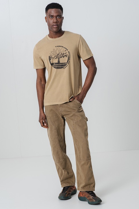 Timberland, Kerek nyakú logós póló, Fekete/Khaki