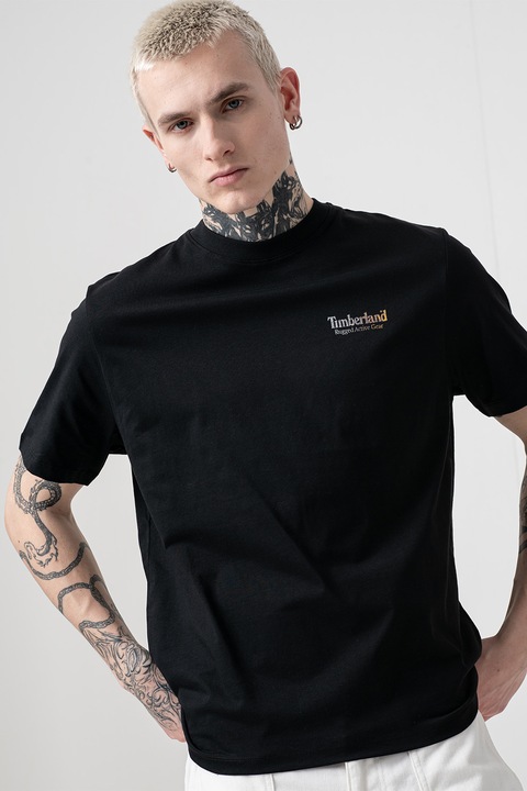 Timberland, Тениска с лого, Черен/Жълт
