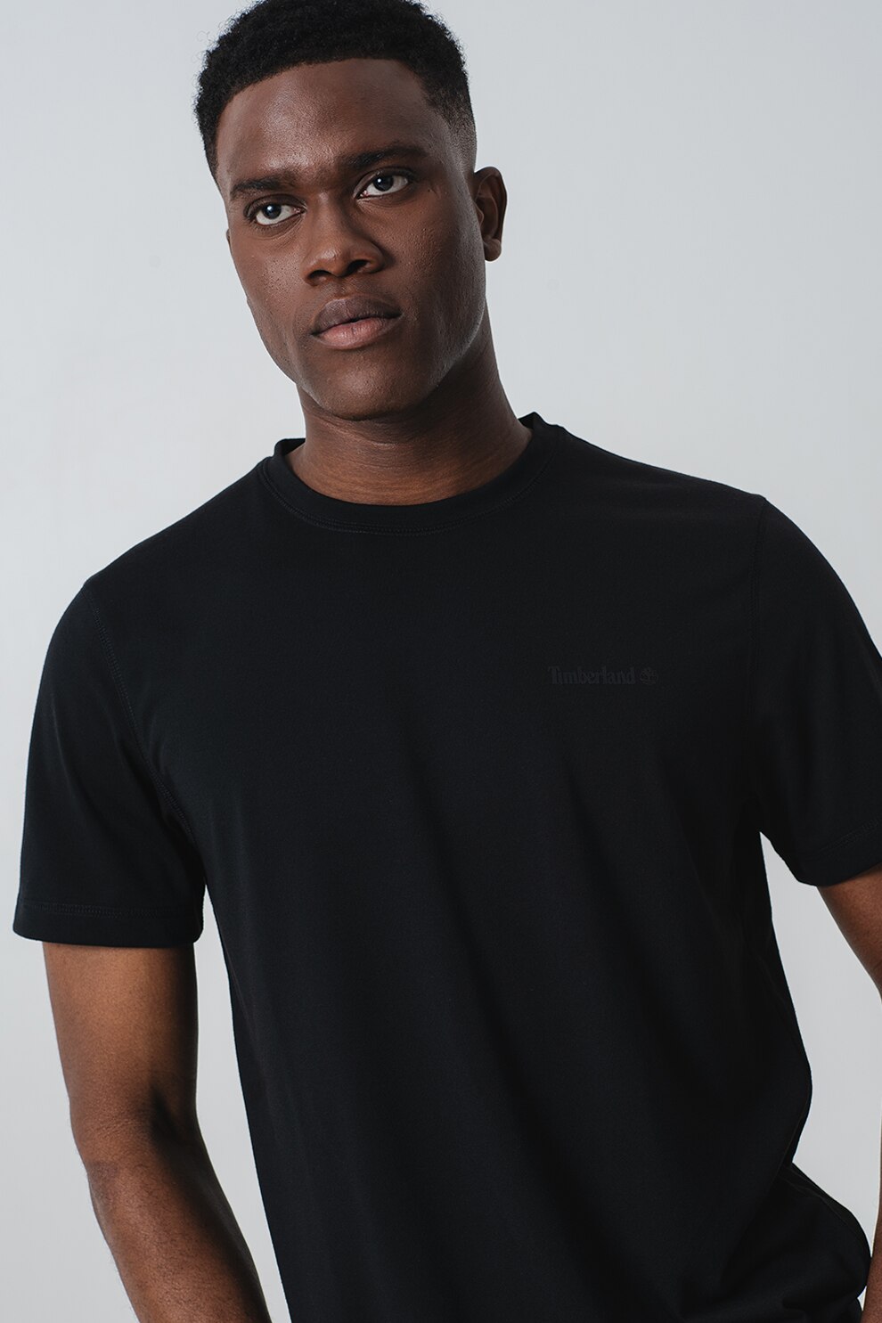 Timberland, Tricou uni cu decolteu la baza gatului, Negru, M
