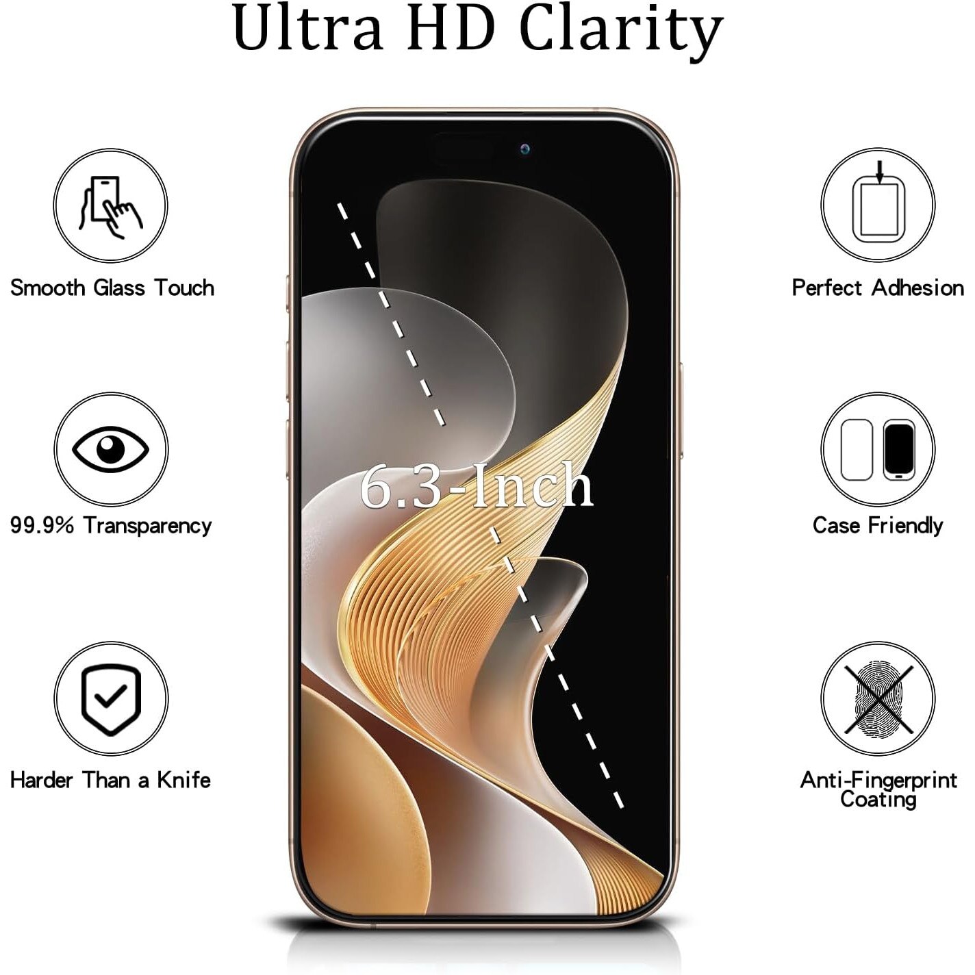 Folie protectie telefon, Sticla securizata, Pentru iPhone 15, Transparent Folie protectoare din sticla securizata, Duritate 9H, Rezistenta la zgarieturi, Usor de instalat