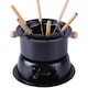 Set fondue negru fonta emailata, XGETOP® Banquet Ceramica, 9piese, 22x17cm, Hot Pot Incalzire Self-Service Hot Pot pentru ciocolata Ice Cream Branza