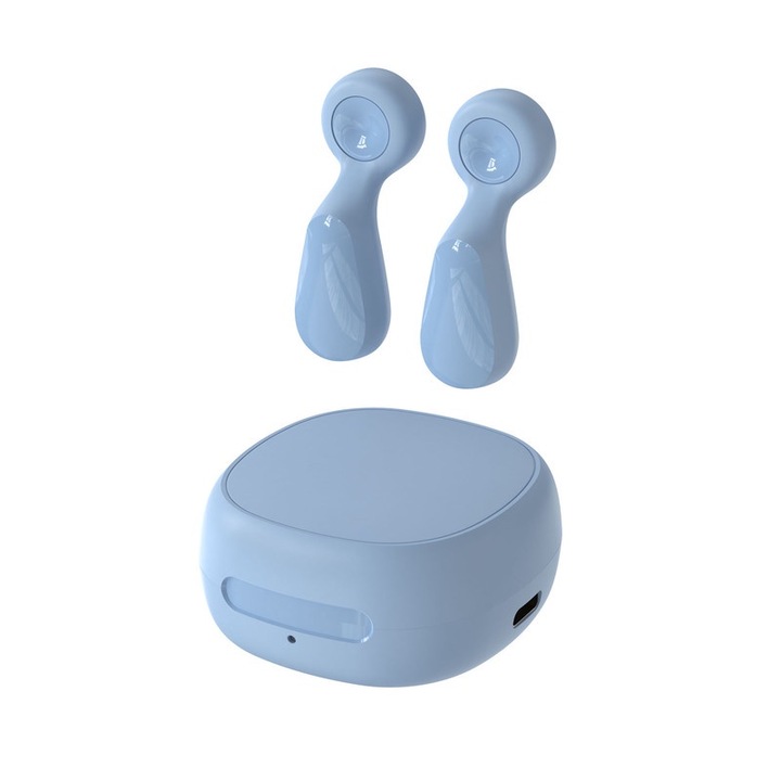 Vezeték nélküli fejhallgató, Bluetooth, zajszűrővel, kis fülszett, 5 órás autonómia, 1,8x1,3x0,8 hüvelykes, kék