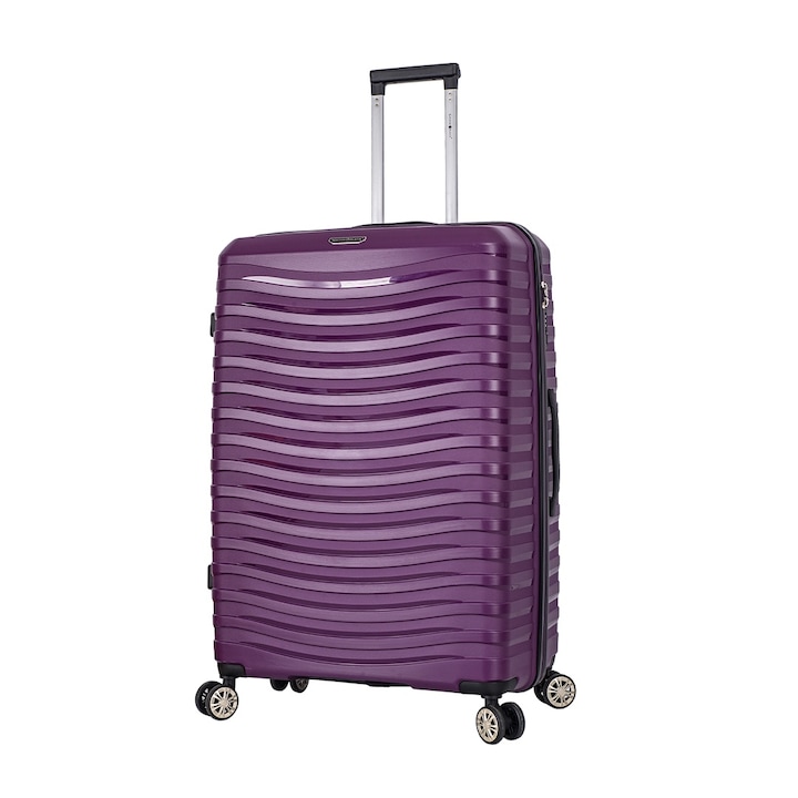 Куфар Snowball SW43803, Голям, полипропилен, с 4 колела и шифър TSA, 77 см, лилав