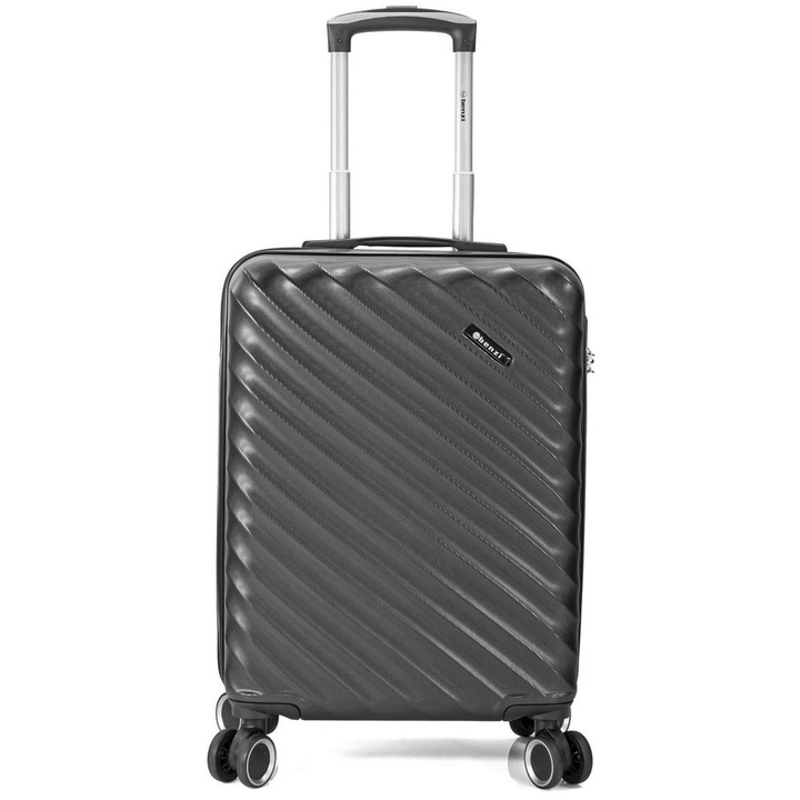 Куфар Benzi BZ 5812, за ръчен багаж, ABS, c 4 колела, 55 см, Черен