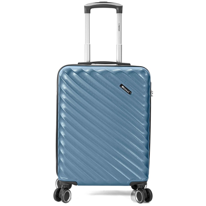 Közepes bőrönd Benzi BZ 5812, ABS, zárral, 4 kerekek, 67 cm, kék