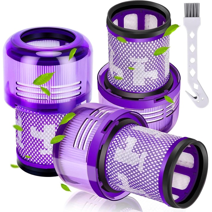 Set 3 filtru lavabil pentru aspiratorul Dyson V12, Filtrare foarte eficienta, reutilizabil, usor de instalat, Violet