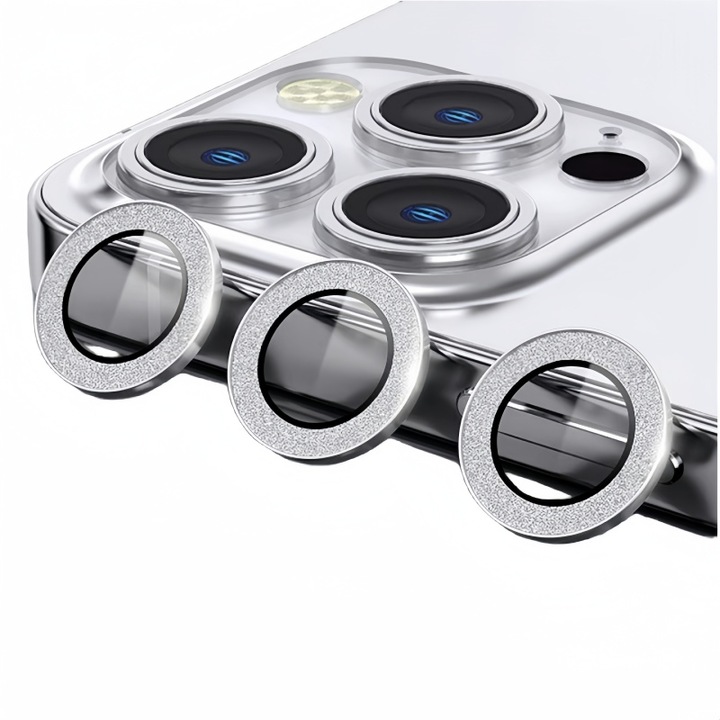 Protector pentru camera din spate pentru iPhone 16Pro/16Promax, acoperire completa, protectie profesionala-Argintiu