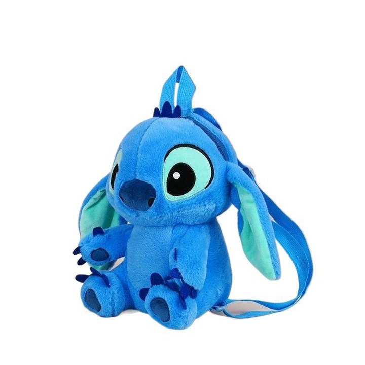 Rucsac din plus, rucsac cu desene animate, culoare albastru cer, 28cm