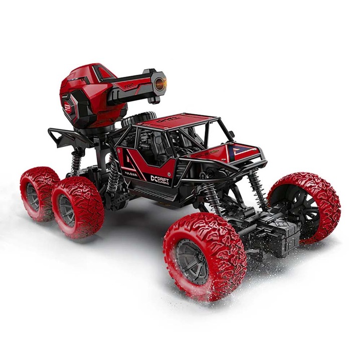 Jucarie vehicul de lupta, cu telecomanda rosu, rosu, 6 Roti, 30 cm, +8 ani, Dalimag