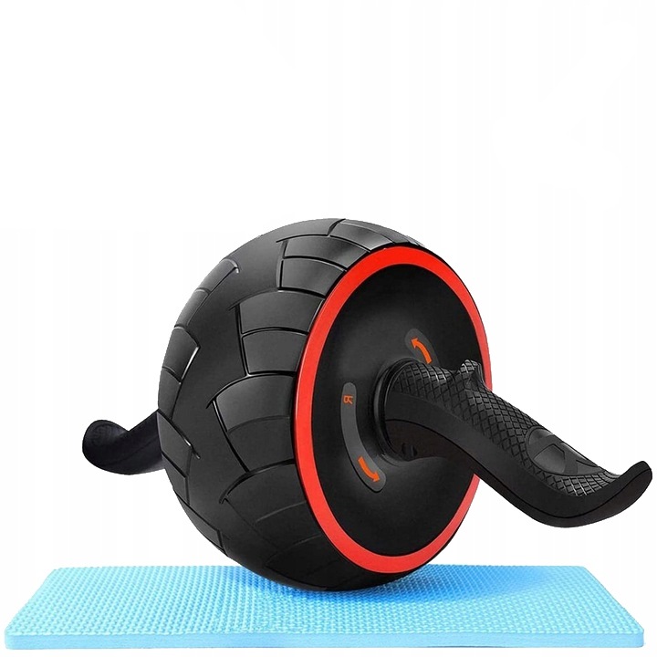 Roata pentru exercitii abdominale, Smoove, Ab wheel, Roller cu functie de intoarcere, Negru/rosu, In set cu o saltea de protectie pentru genunchi, Materiale de inalta calitate, Diametru 20 cm, Latime 9 cm, Greutate 1 kg