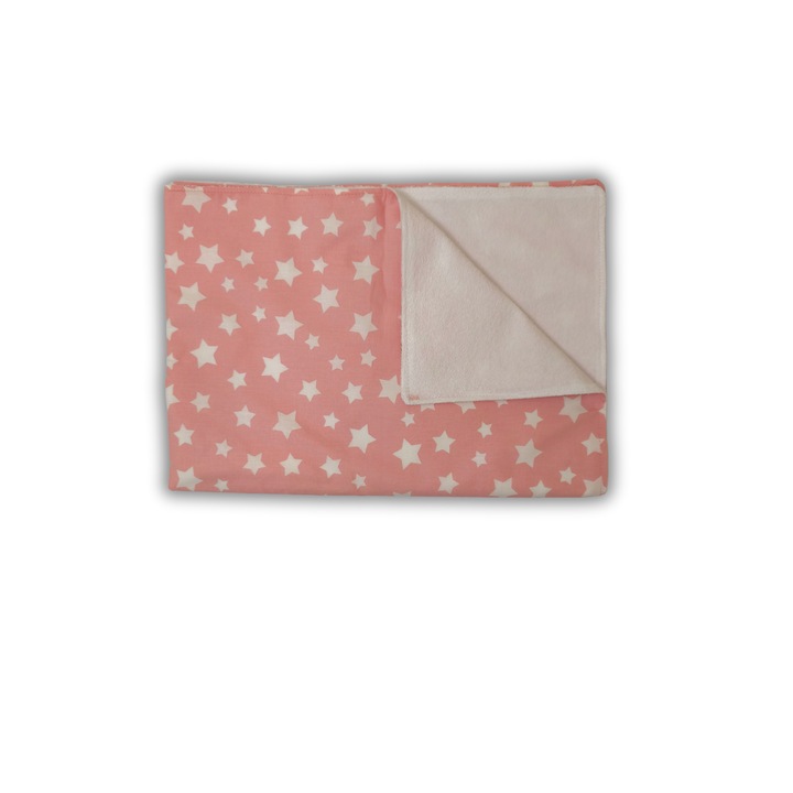 Aleza Impermeabila, Pampy, tip Paturica, Absorbanta si Lavabila, Refolosibila, 50x70 cm, Bumbac, Roz, Stelute