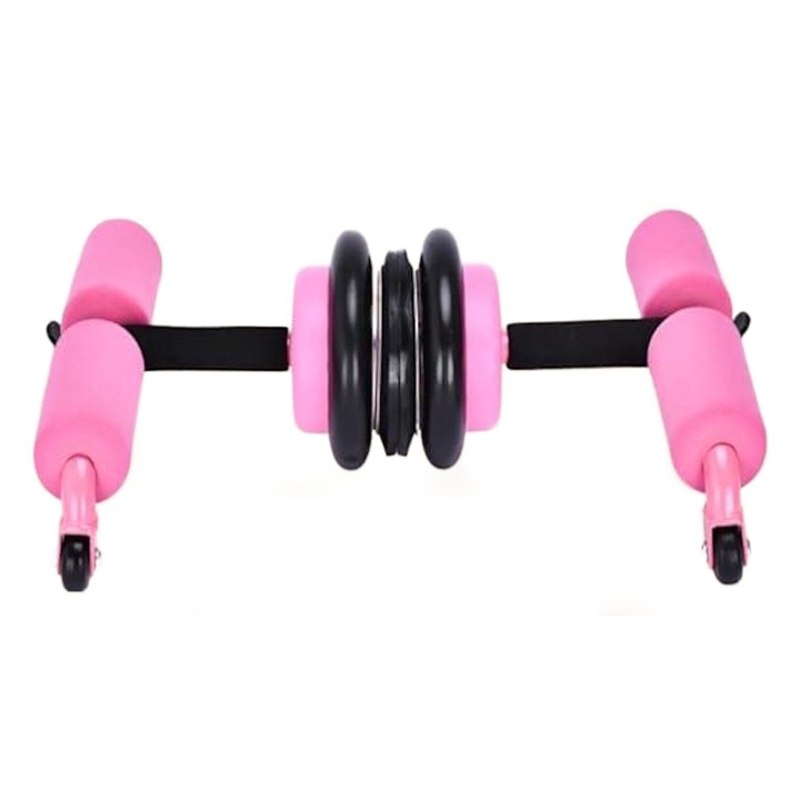 POWRX двойно многофункционално колело за коремни преси, лицеви опори, неръждаема стомана, розово