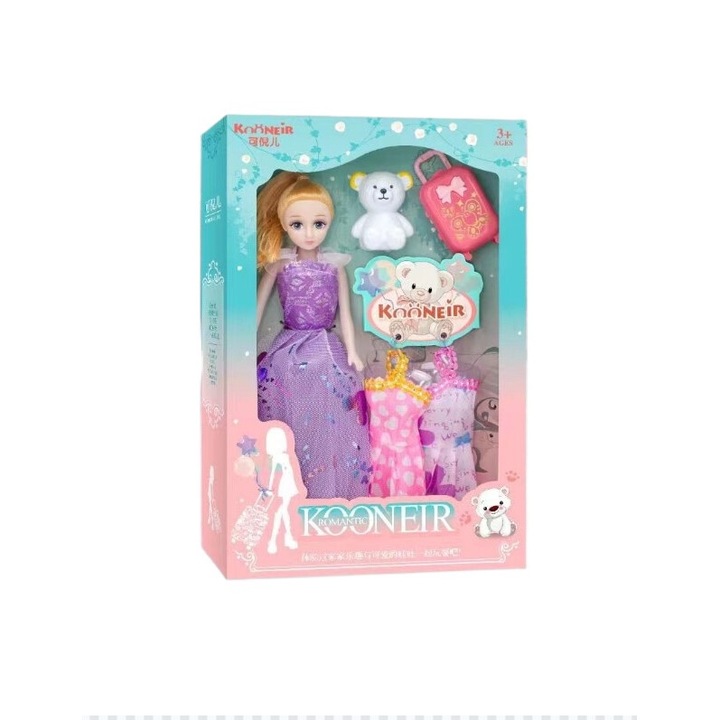 Комплект кукла момиче с аксесоари, 29 см, многоцветна, за деца 4-6 години