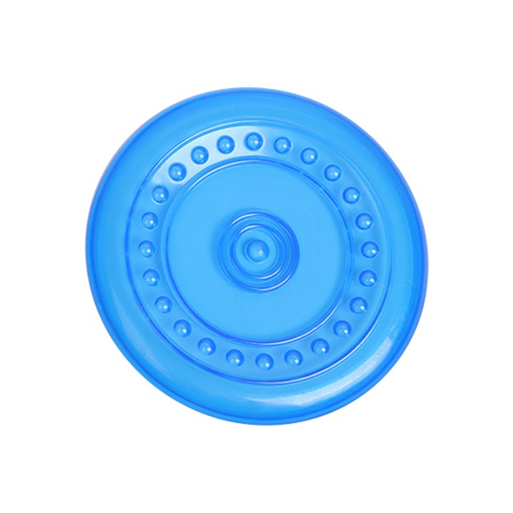 Frisbee pentru caini, jucarie din cauciuc, rezistenta la muscaturi, albastru, pentru caini mari si medii