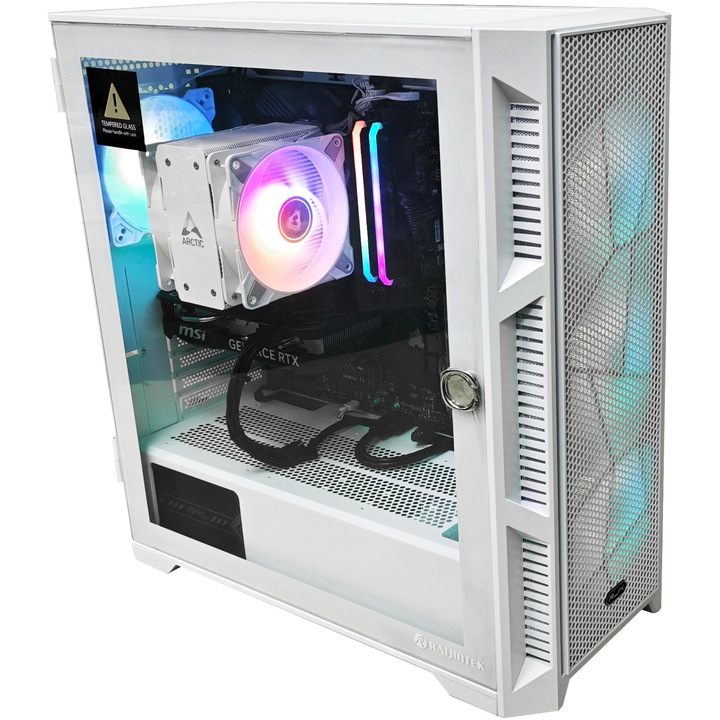 Настолен компютър Gaming A+, AMD Ryzen™ 7 5700X, 32GB DDR4, 1TB SSD, MSI GeForce RTX™ 4060 VENTUS 8GB GDDR6, No OS, White