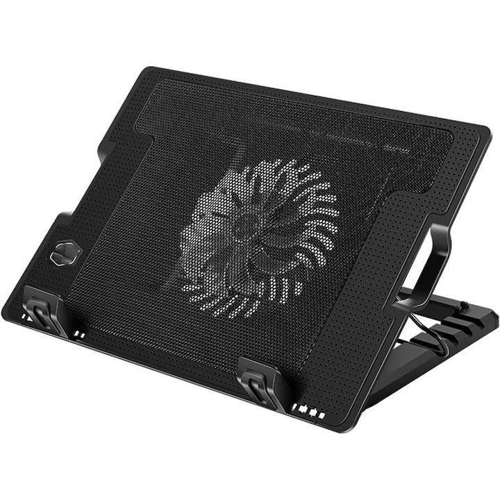 Cooler pentru laptop Adiven, 10-18 inch, ventilator 140mm, 5 inaltimi ajustabile, 2 porturi USB