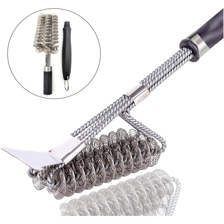 Grillkefe és kaparó, TasyPins, rozsdamentes acél, 18" hatékony tisztítás, sörtementes