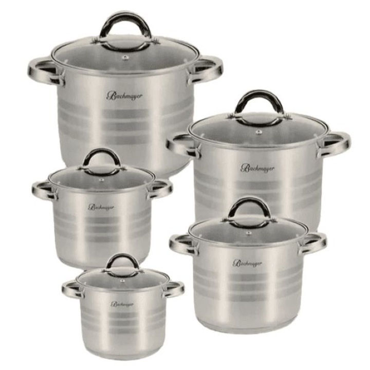 Bachmayer BM-15797 Indukciós 10 részes rozsdamentes acél lábas készlet ( 1.3 l, 1.8 l, 2.9 l, 4.0 l, 5.4 l )