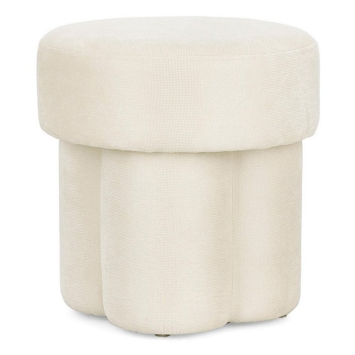 Taburet textil alb Glenda 42x42x43 cm