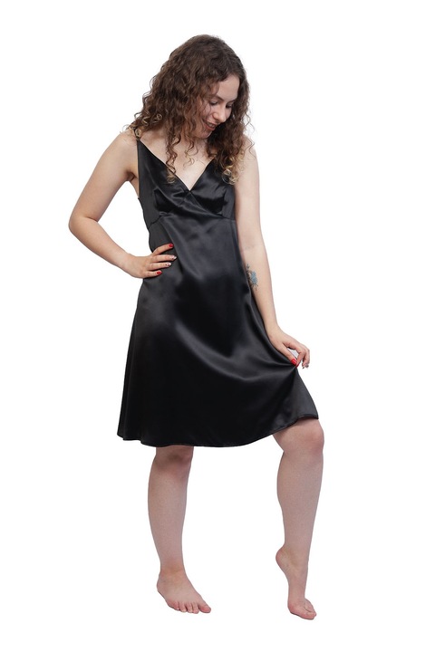 Furou dama matase naturala 100%, de dud - 19 momme. Negru. Marime XL