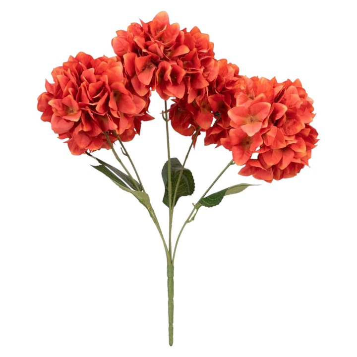 Букет изкуствени цветя, Хортензия с 5 клонки и 6 глави, 50 см, Naimeed D7033, Червен