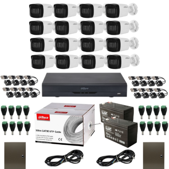 4K Ultraprofesszionális Dahua kamera IR 80m mikrofon, DVR 16 csatornás WizSense 4K-N / 5MP Audio és tartozékok, 16 db-os szett