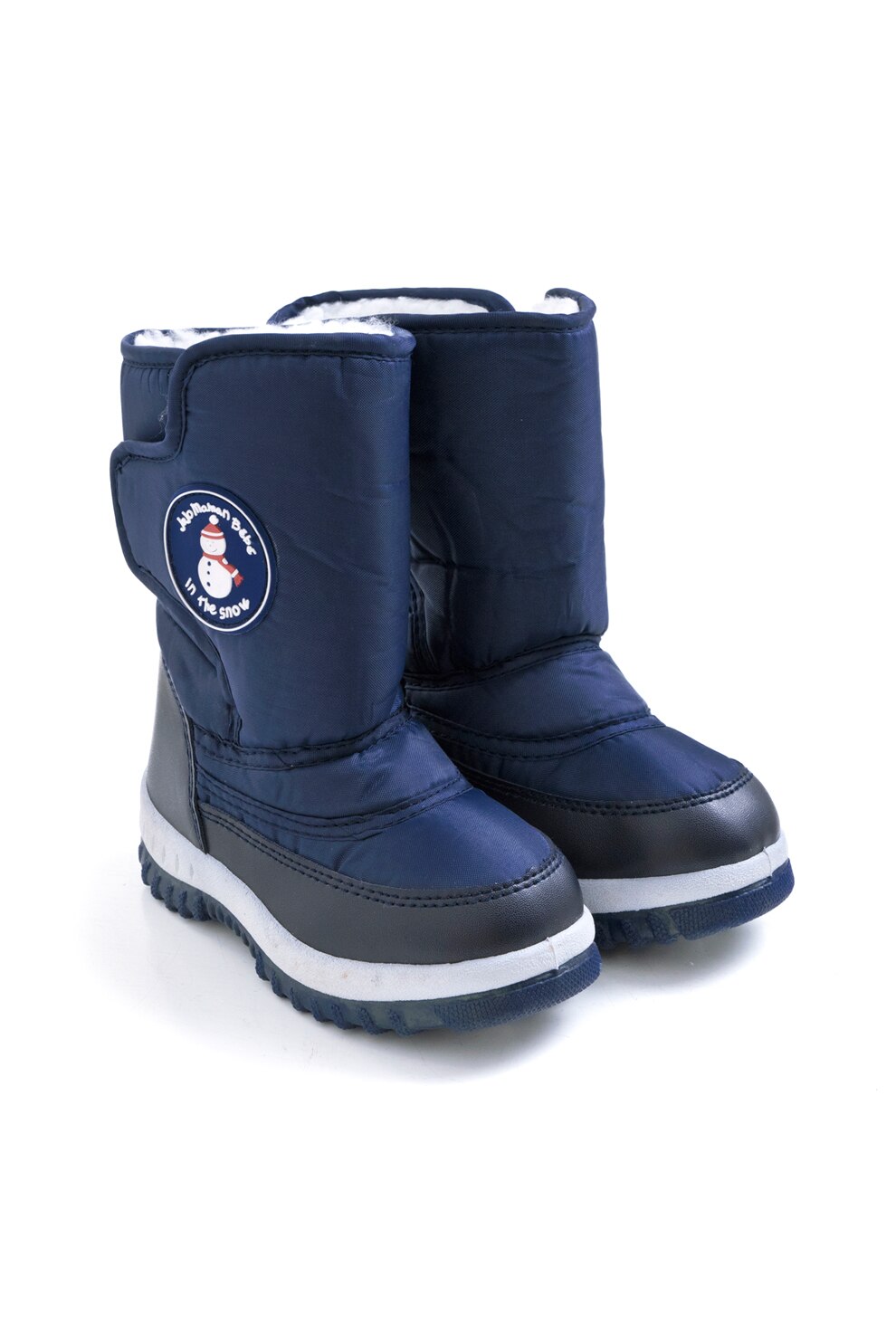 JoJo Maman Bebe, Cizme de iarna cu captuseala din material teddy, Albastru marin