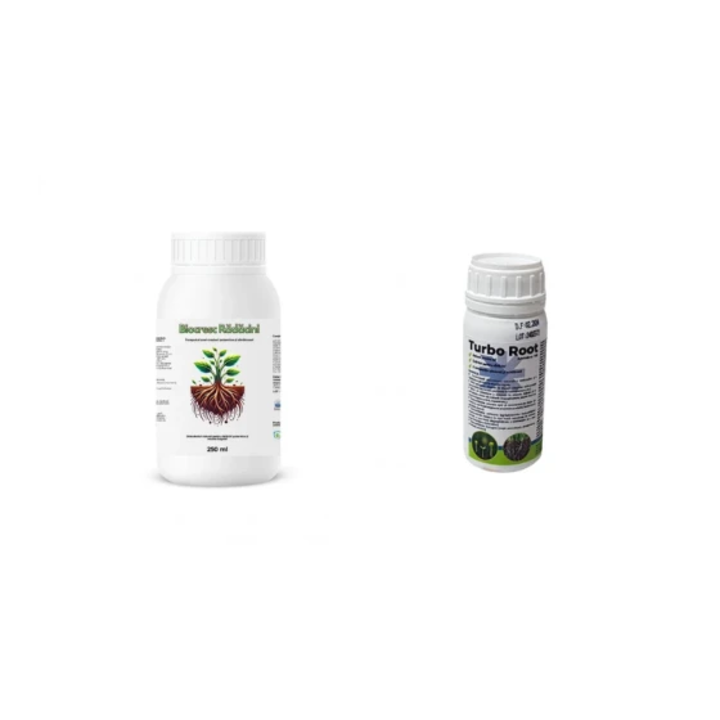 Pachet inradacinare rasaduri Biostimulator pentru butasi si arbusti fructiferi Biocresc Radacini, 250 ml + Biostimulator Turbo Root, 100 ml