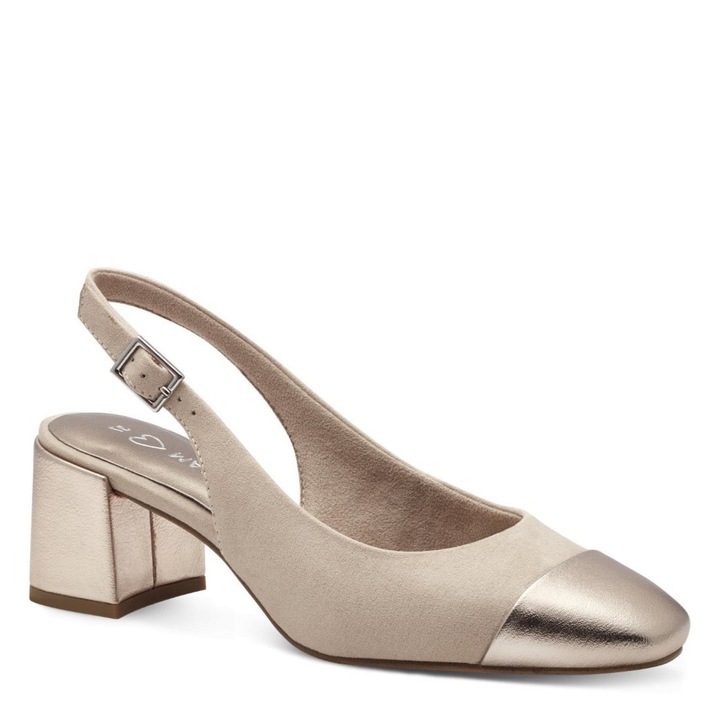 Marco Tozzi Marco Tozzi bézs metál mix női hátul nyitott cipő - szling 29610-42-435 07533