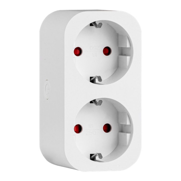 Priza schuko smart dubla, Wi+fi, Tuya, 16A, 3680W, Tracon
