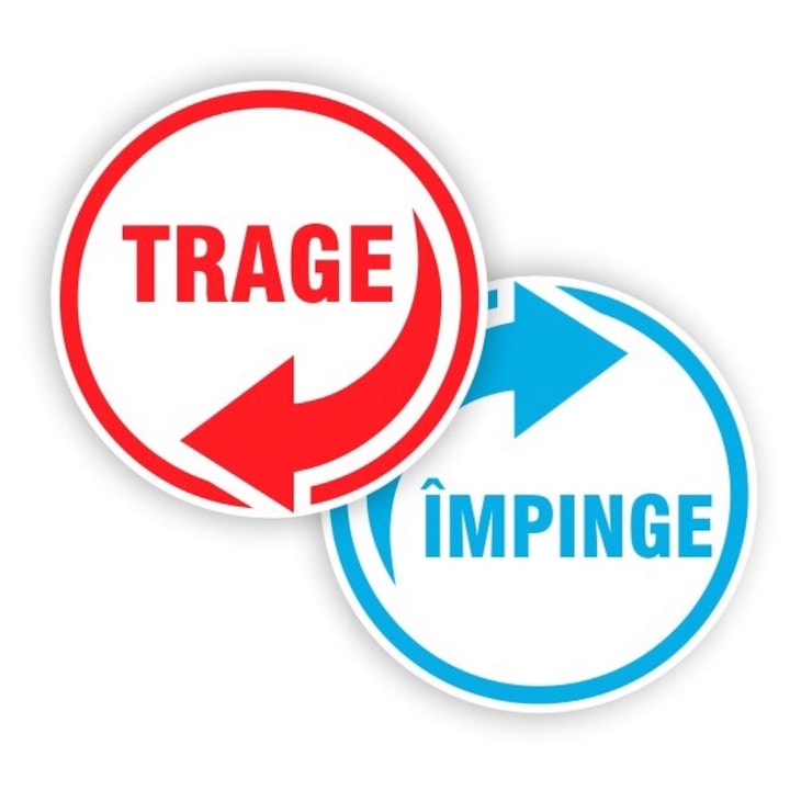 Set Indicatoare Trage/Impinge, diametru 15cm, autocolant